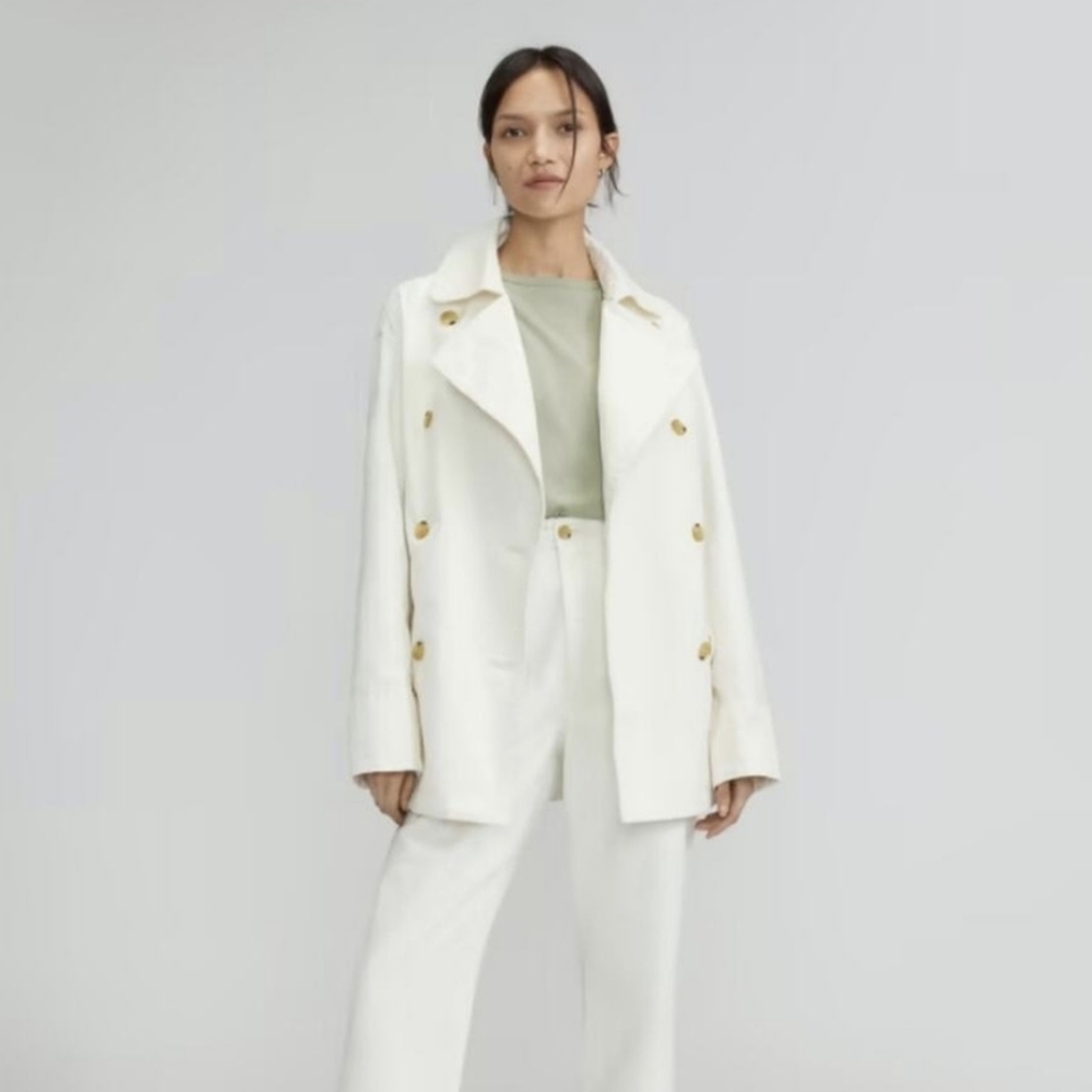 Everlane NWT The Organic Cotton Herringbone Bone White Denim Jacket